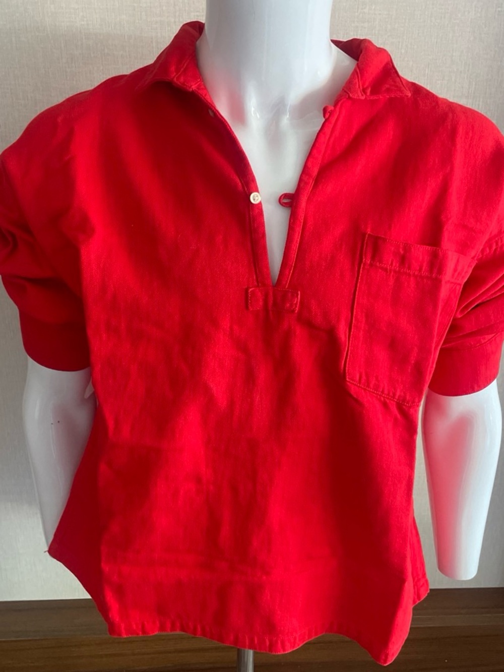 Zara Red Long-Sleeve Polo Shirt